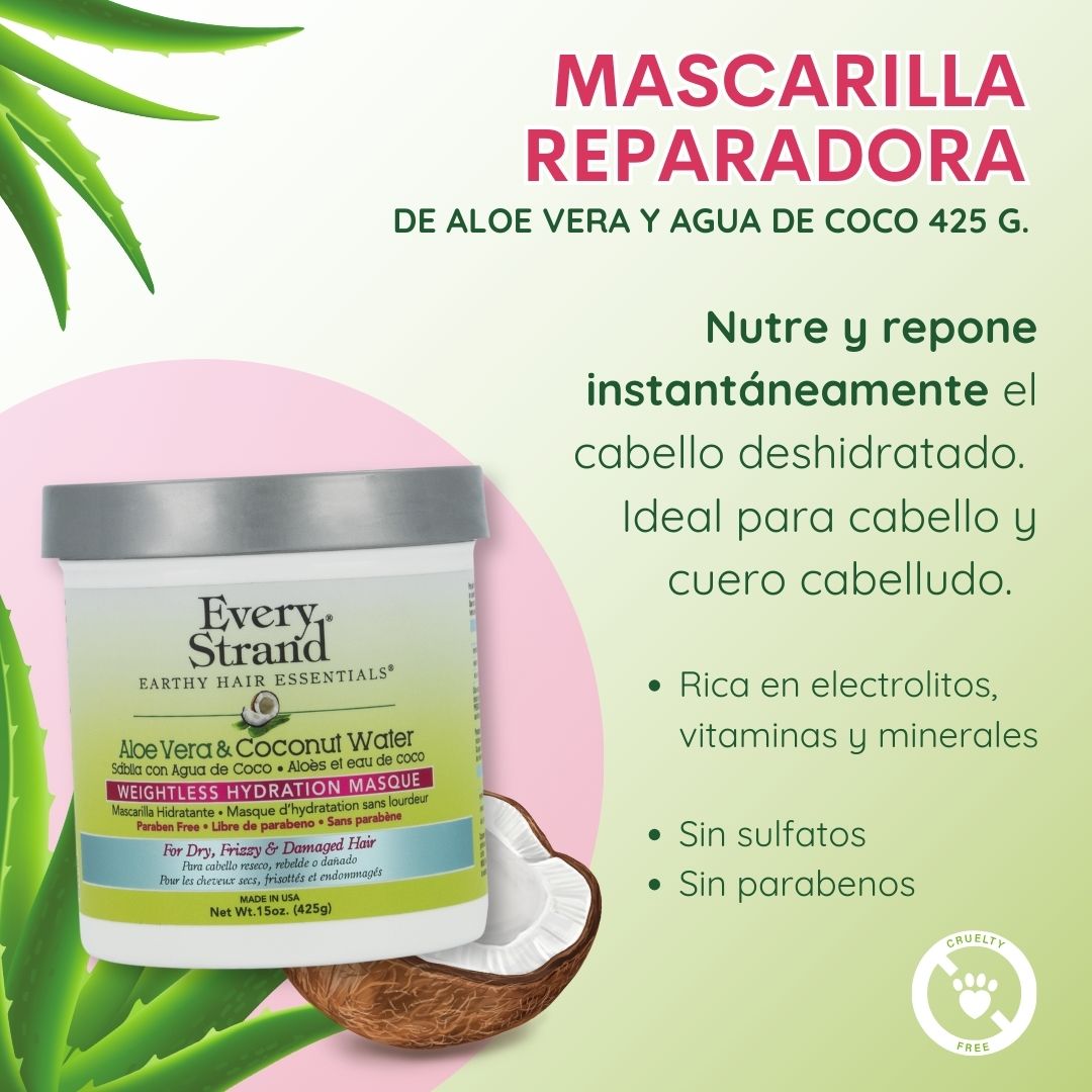 aloe vera para el cabello Mascarilla Aloe Vera & Agua de coco Every Strand – GD3MX