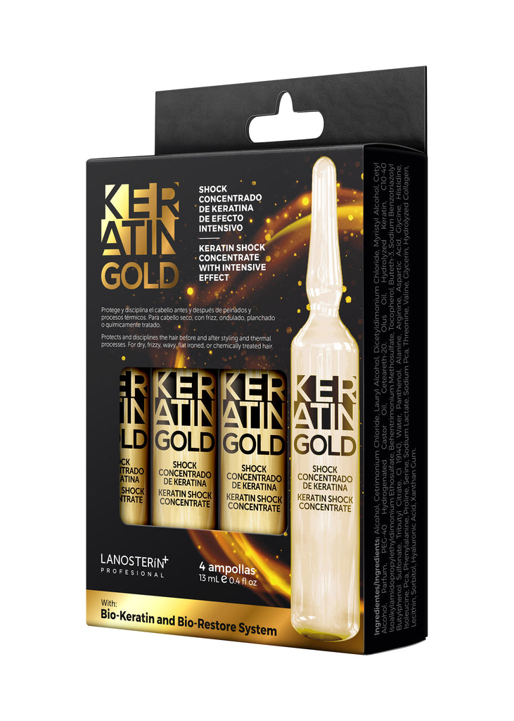 Keratin Gold Shock Concentrado 4 Ampolletas Capilar 13 Ml