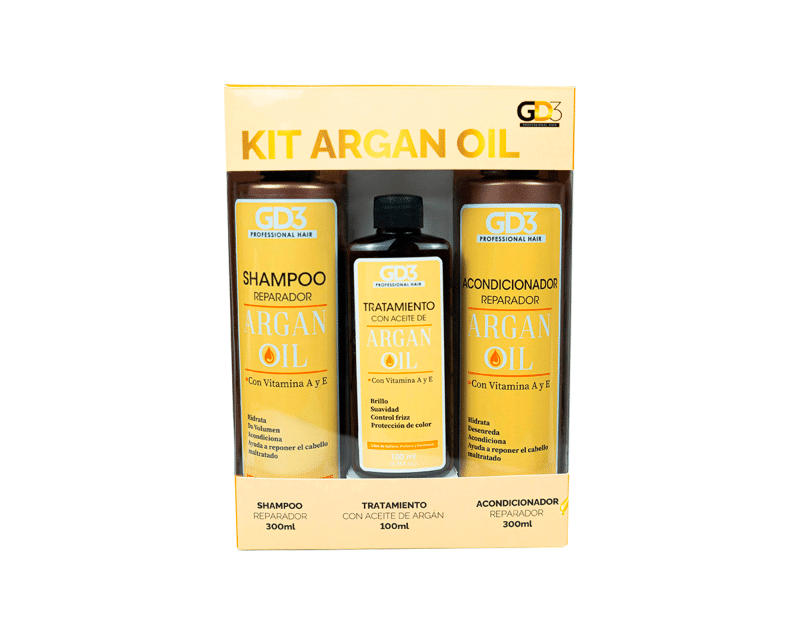 Kit Argan Oil Gd3 Shampoo 300 Ml/ Acondicionador 300 Ml/ Aceite 100 Ml