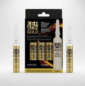 Keratin Gold Shock Concentrado 4 Ampolletas Capilar 13 Ml